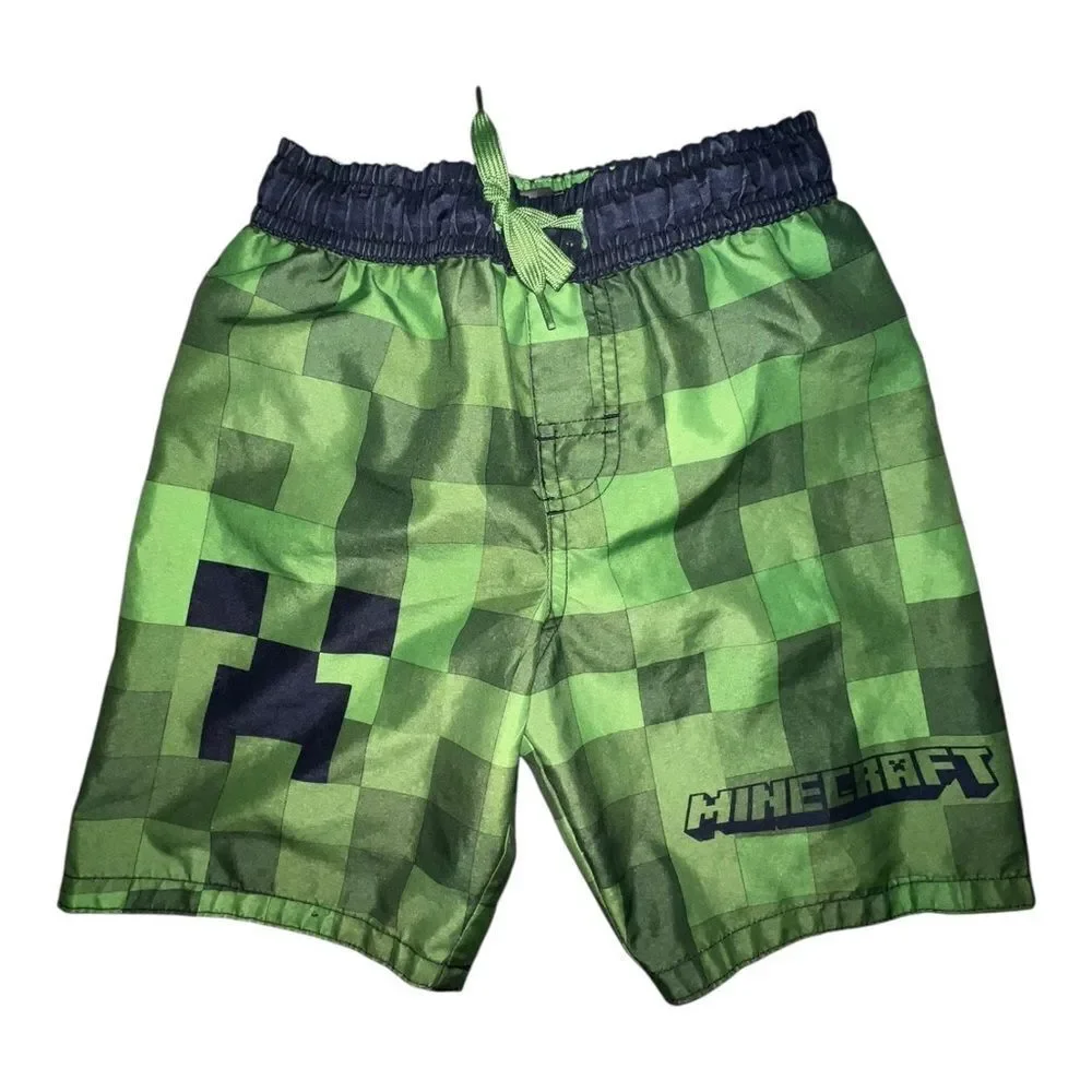 Lot of Two Boy's Swim Trunks Minecraft & Wonder Nation Beach Scene Small 6/7 EUC